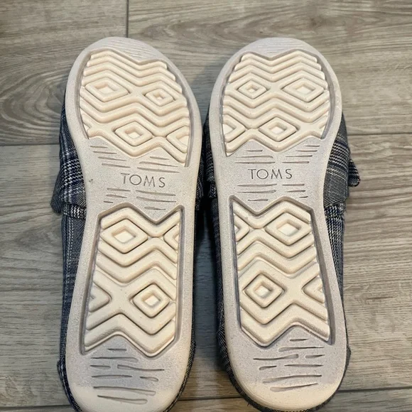 TOMS Women's Checkered Bow Flats - Blue and White - Picture 3 of 5